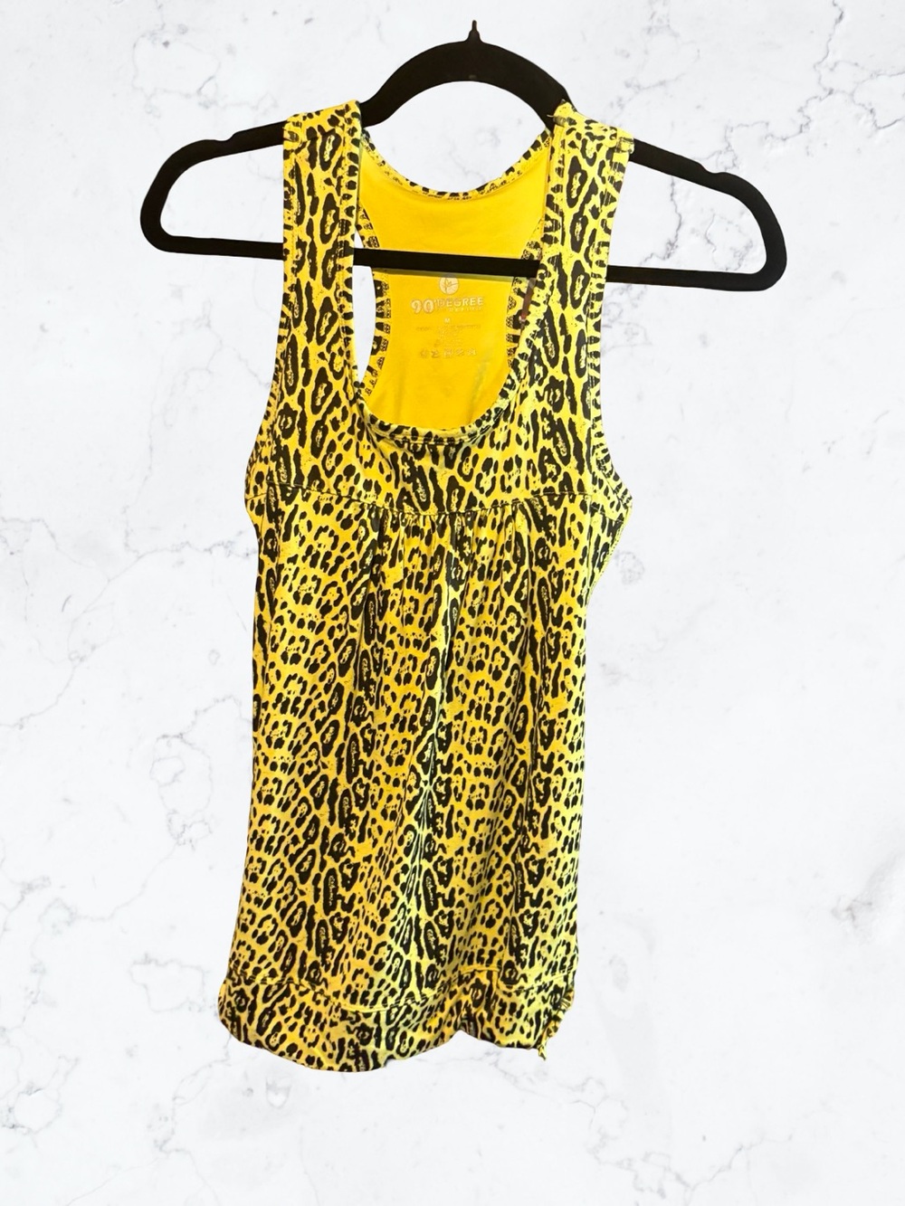 90 Degree By Reflex Yellow Leopard Print Racerback Tank